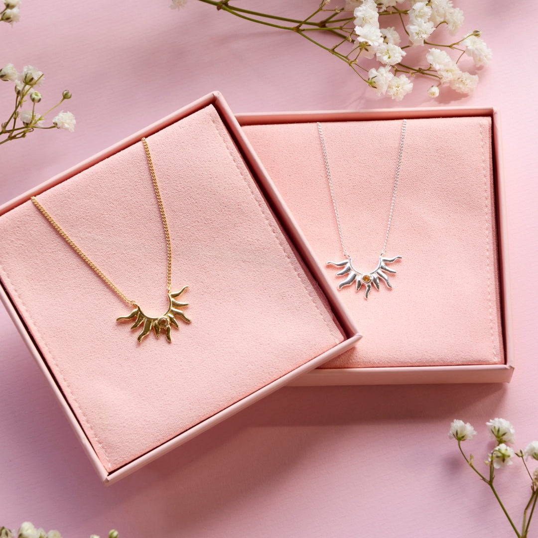 Solhalsband Citrin Guld