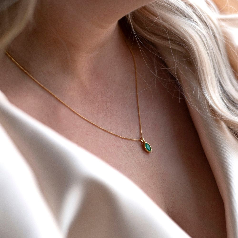 Berlock Petal Grön Onyx Guld