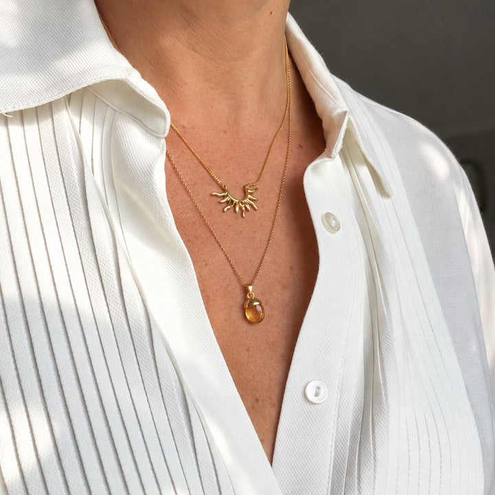 Halsband Sol Citrin Guld