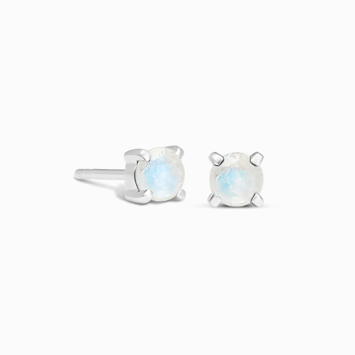 Kristallstuds 4mm Månsten Silver